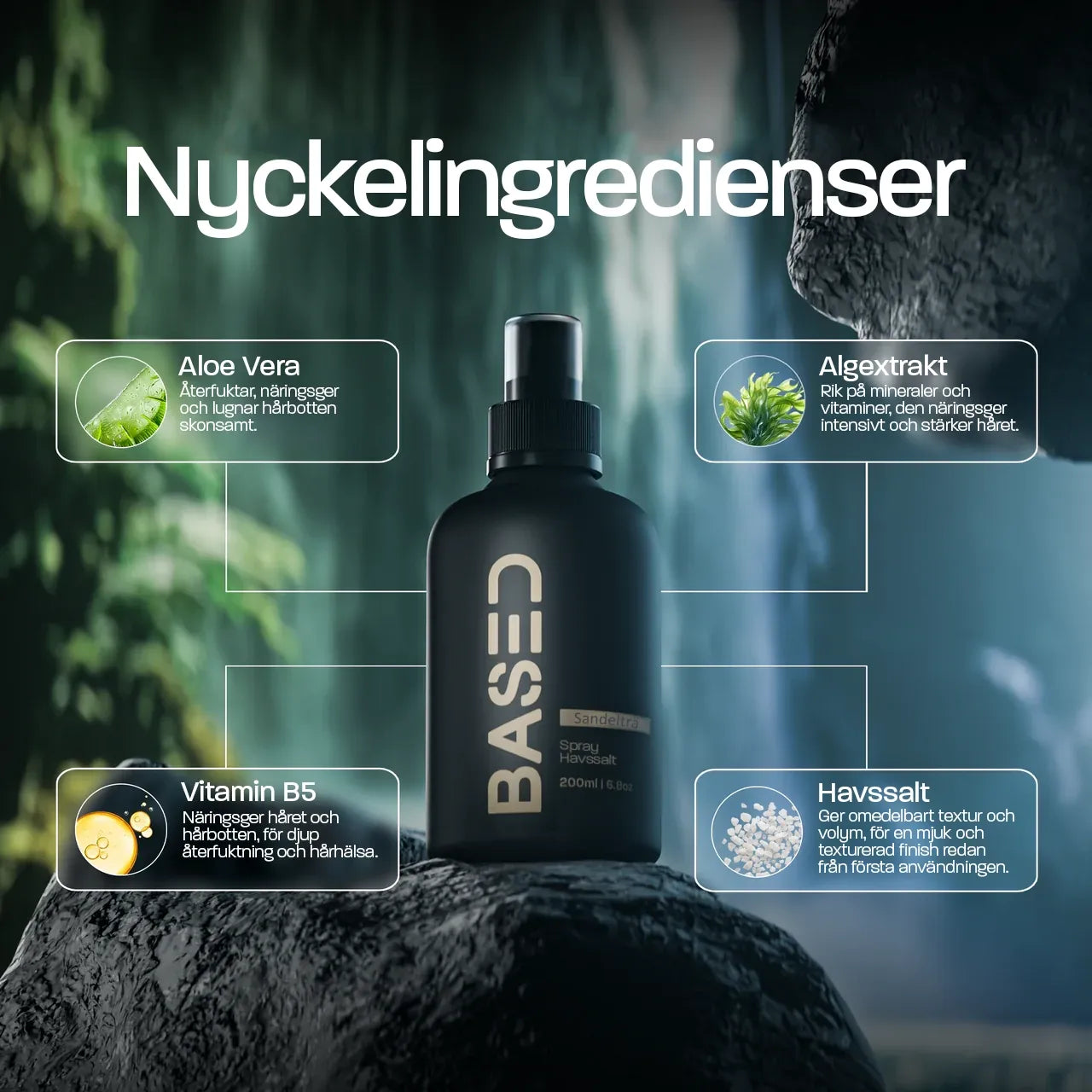 Havssaltspray naturliga ingredienser - havssalt och mineraler