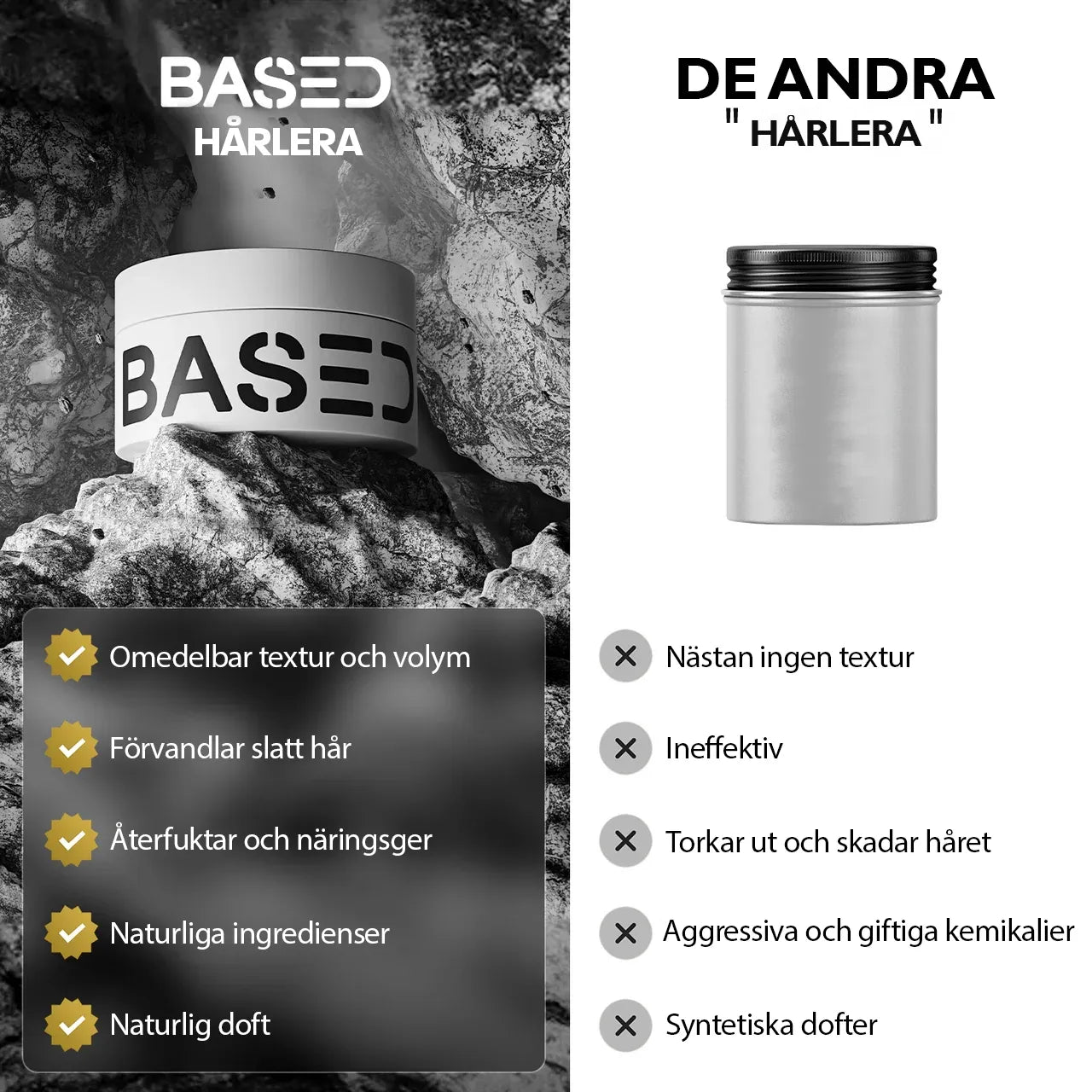 BASED hårlera jämförelse mot konkurrenter - bästa naturliga valet