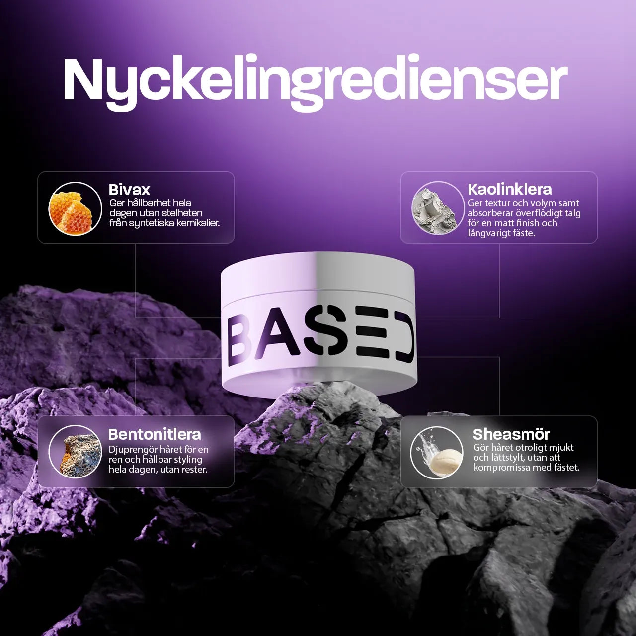 Hårlera naturliga ingredienser - bivax och bentonitlera