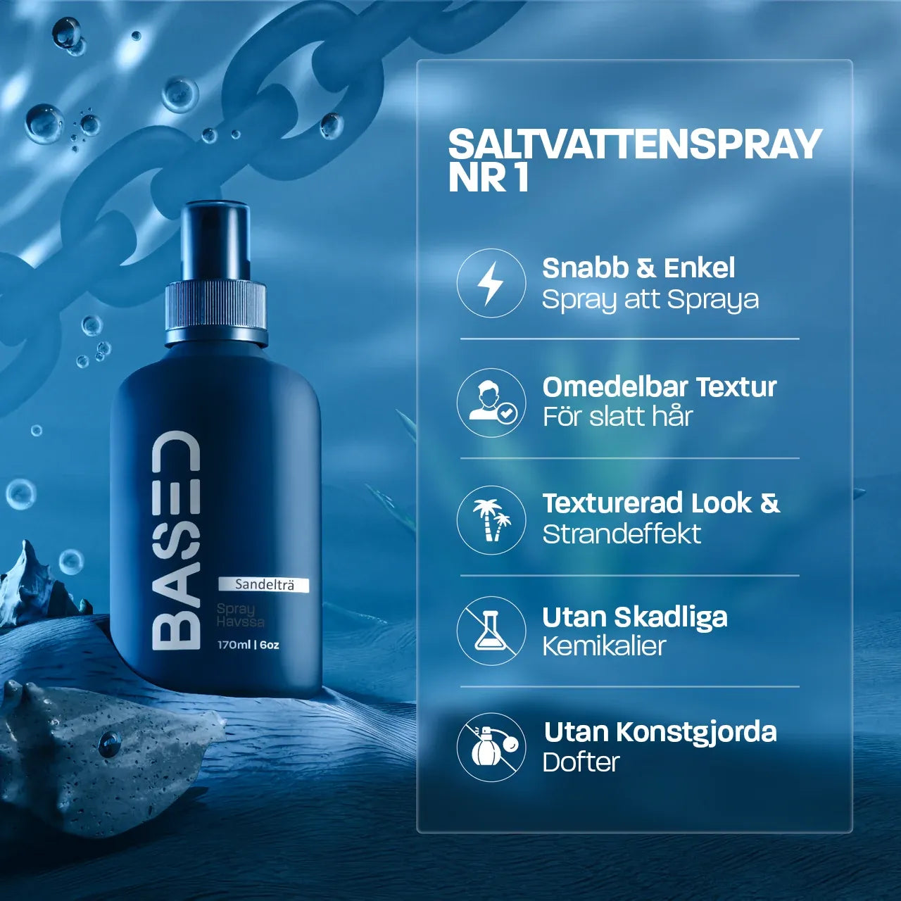 Havssaltspray presentation - naturlig hårvård för män
